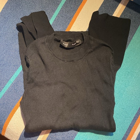 Proenza Schouler Black Ribbed Knit Fitted Blouse Sweater | Size S | Designer - Picture 4 of 4